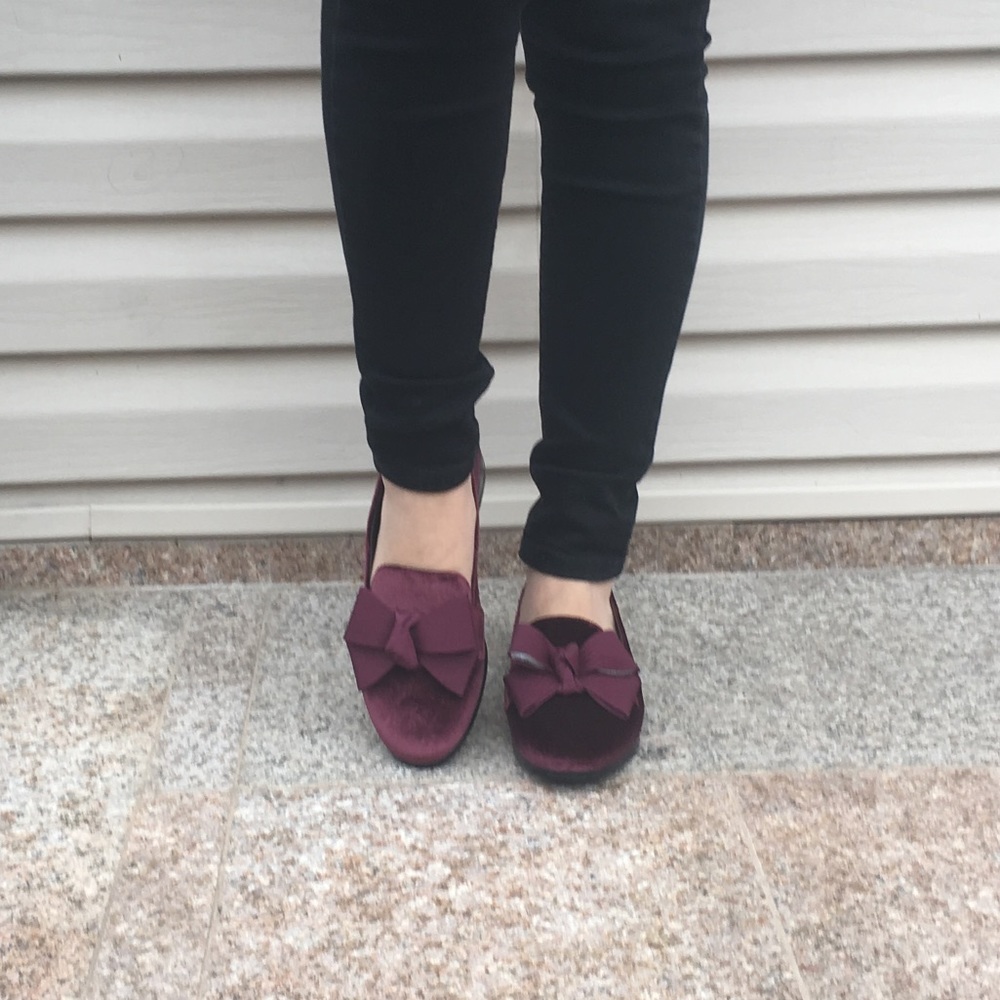 NWT Burgundy velvet loafers - Picture 2 of 4